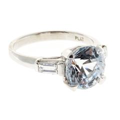 3 Stone GIA Cert Blue Sapphire Diamond Platinum Ring 4