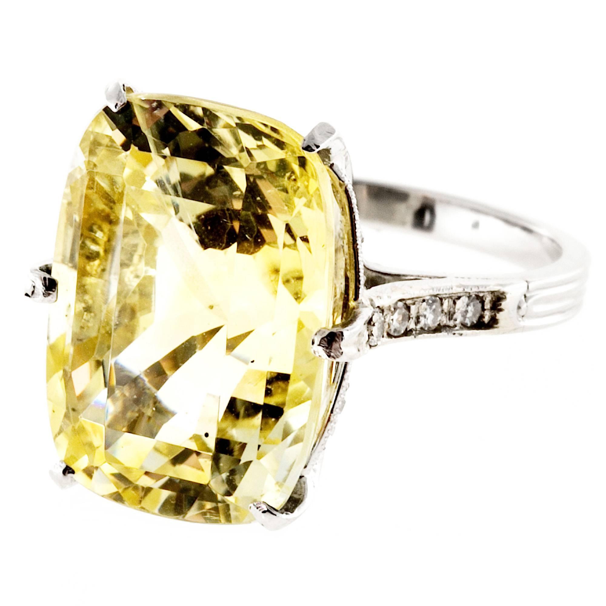Natural Yellow Sapphire Diamond Platinum Ring 1