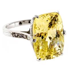 Natural Yellow Sapphire Diamond Platinum Ring