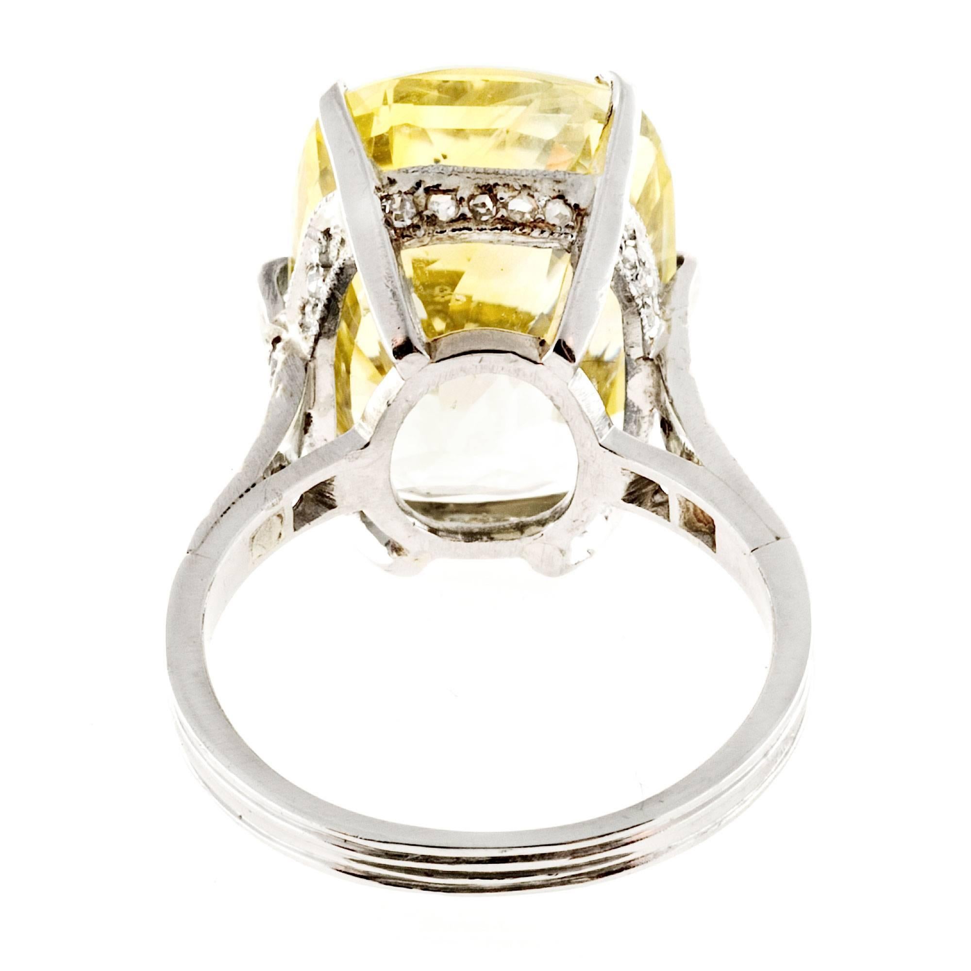 Natural Yellow Sapphire Diamond Platinum Ring In Good Condition In Stamford, CT