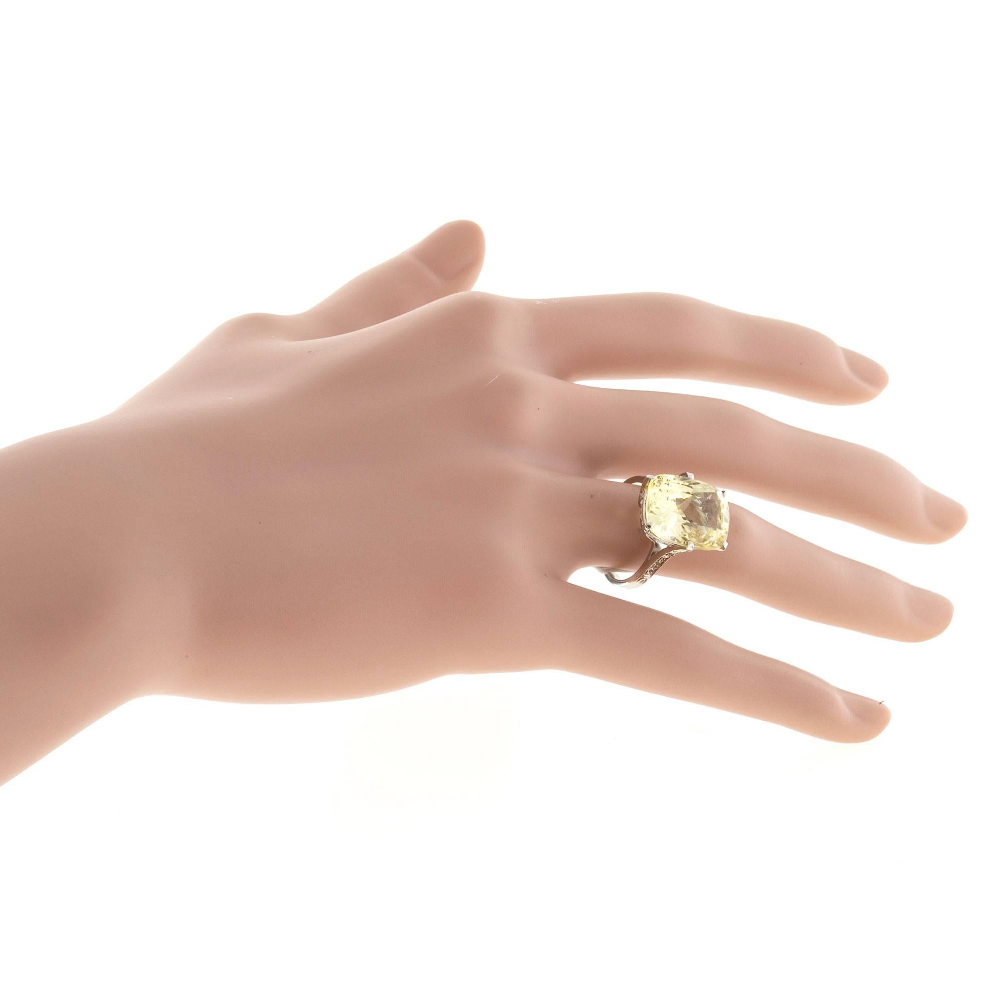 Natürlicher Gelber Saphir Diamant Platin Ring 3