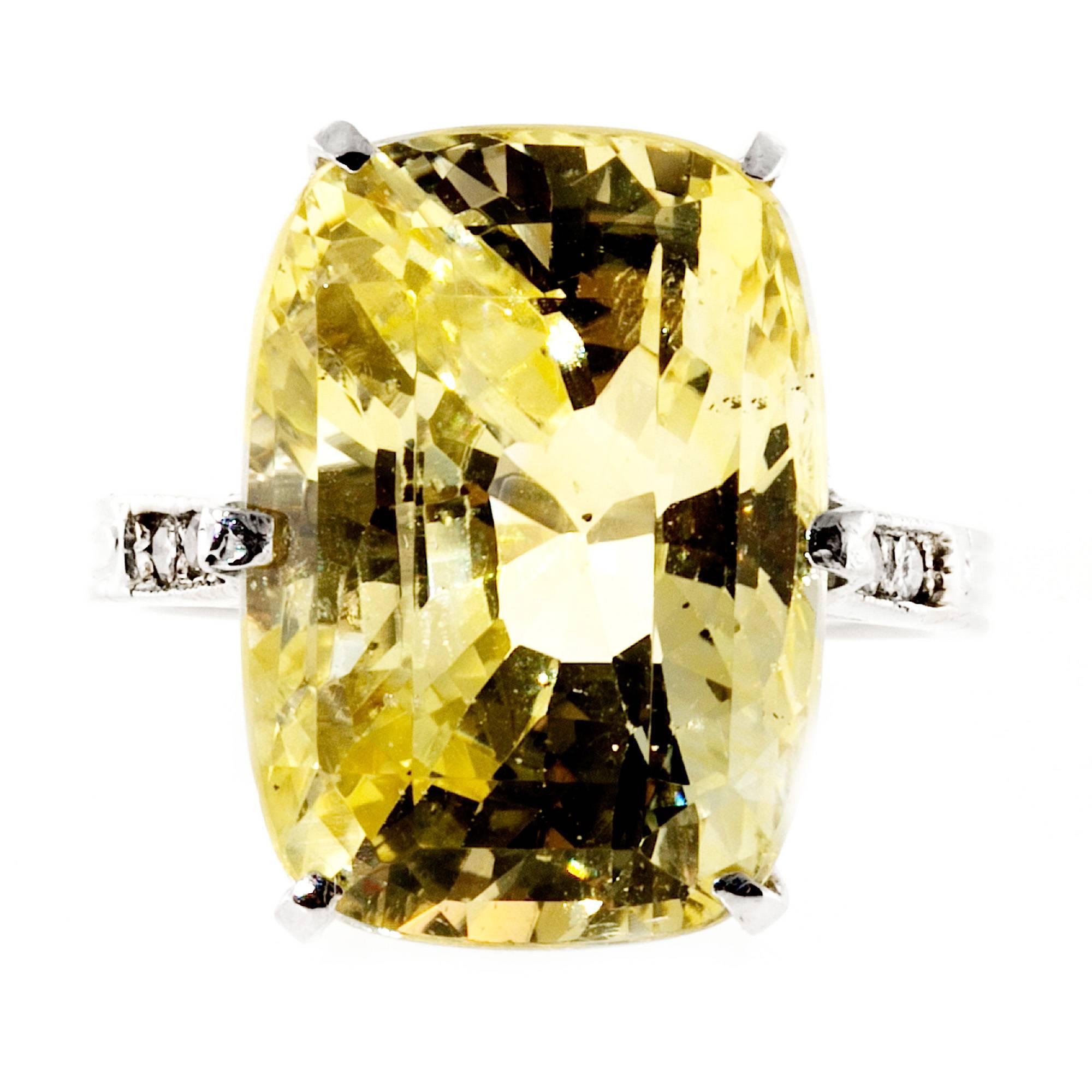 Women's Natural Yellow Sapphire Diamond Platinum Ring