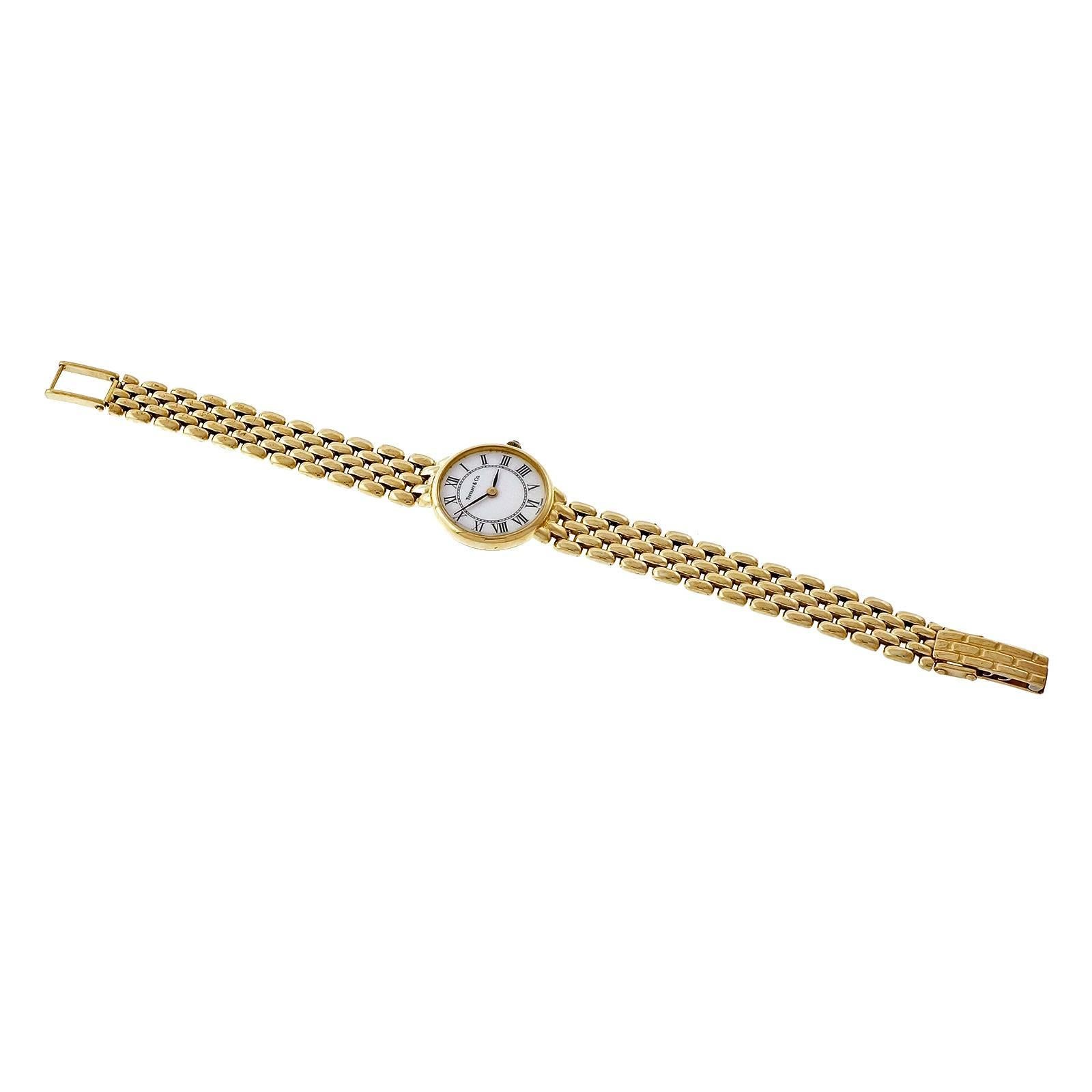 Tiffany & Co. Lady's Yellow Gold Mesh Wristwatch  In Good Condition In Stamford, CT