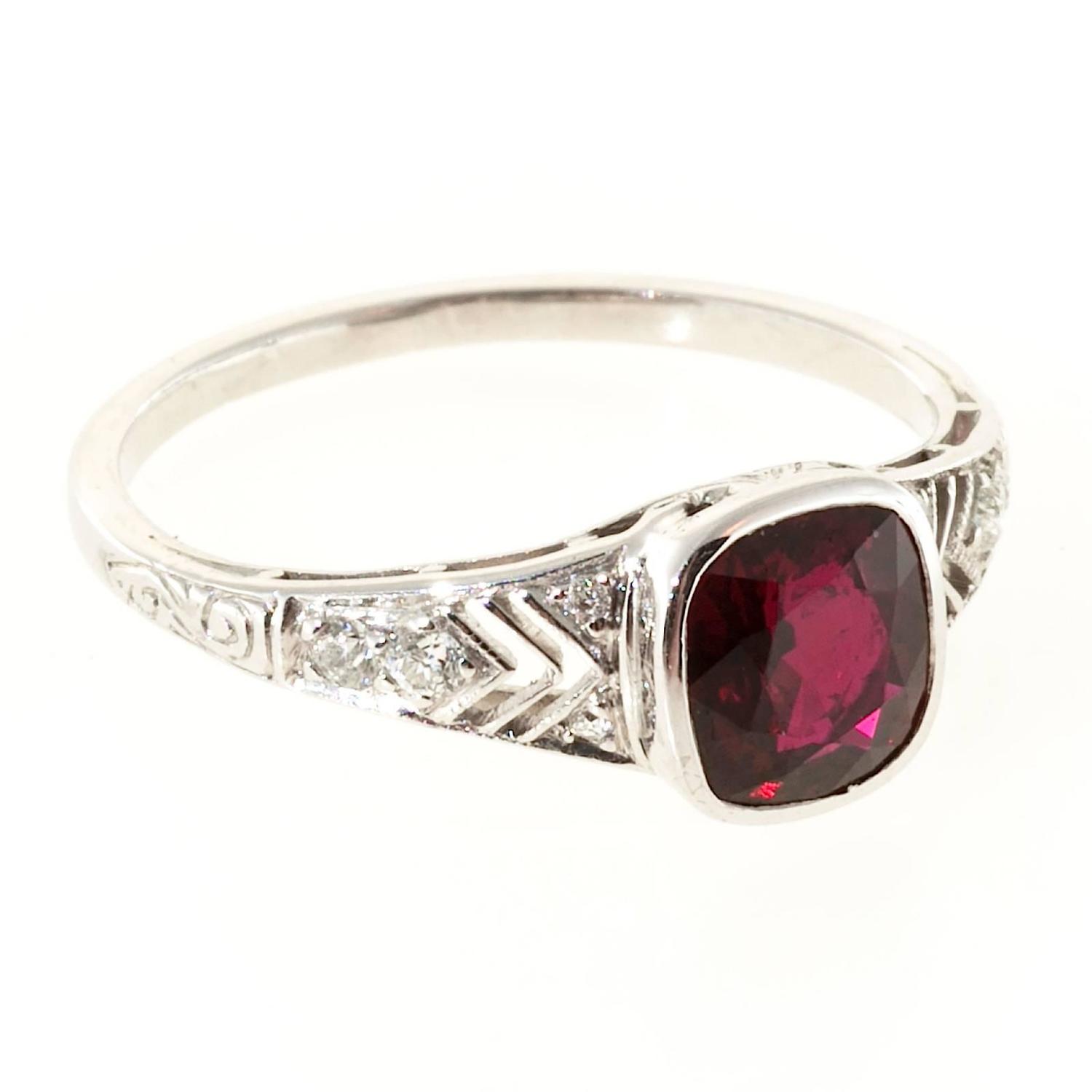 Tiffany and Co. Ruby Diamond Platinum Ring For Sale at 1stdibs