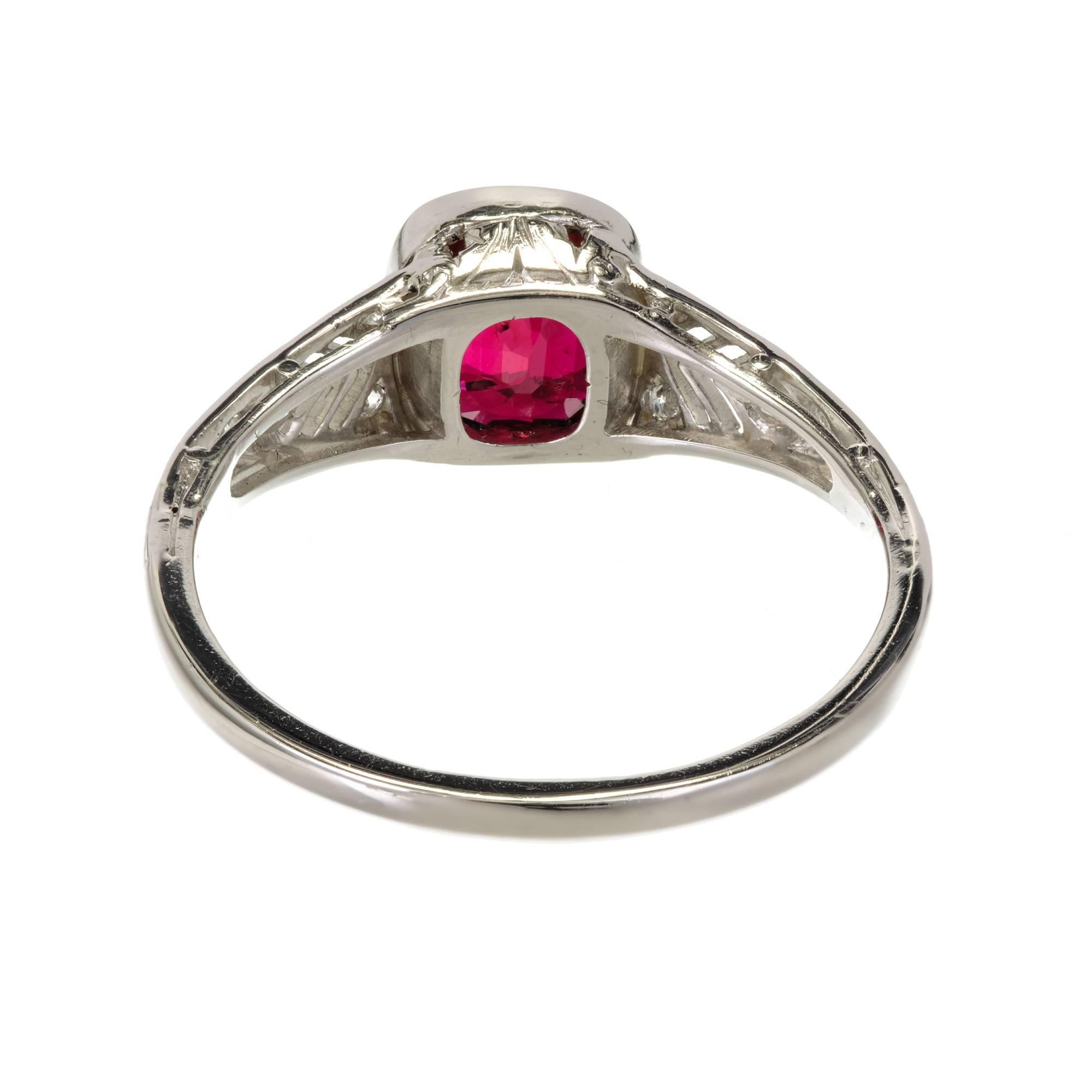Women's Tiffany & Co. GIA Certified 1.52 Carat Ruby Diamond Platinum Engagement Ring