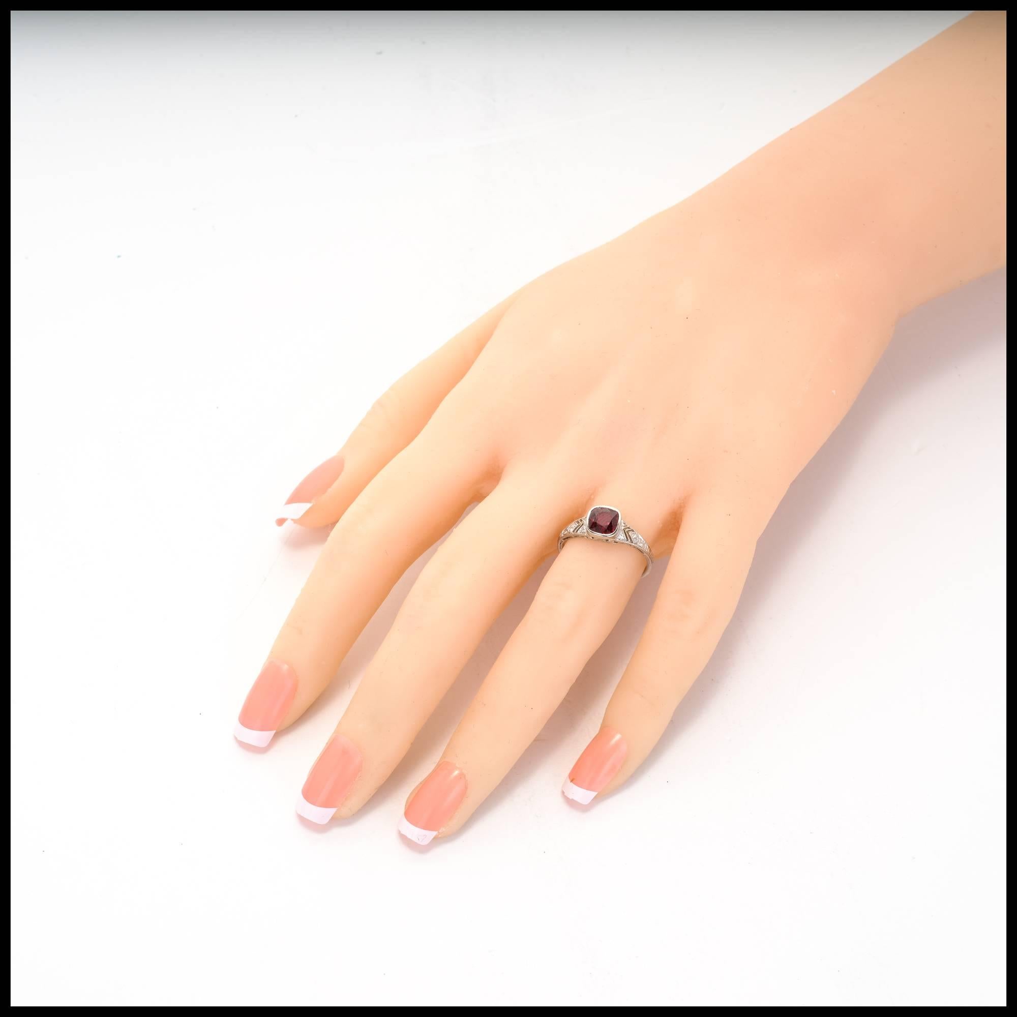 Tiffany & Co. GIA Certified 1.52 Carat Ruby Diamond Platinum Engagement Ring 1