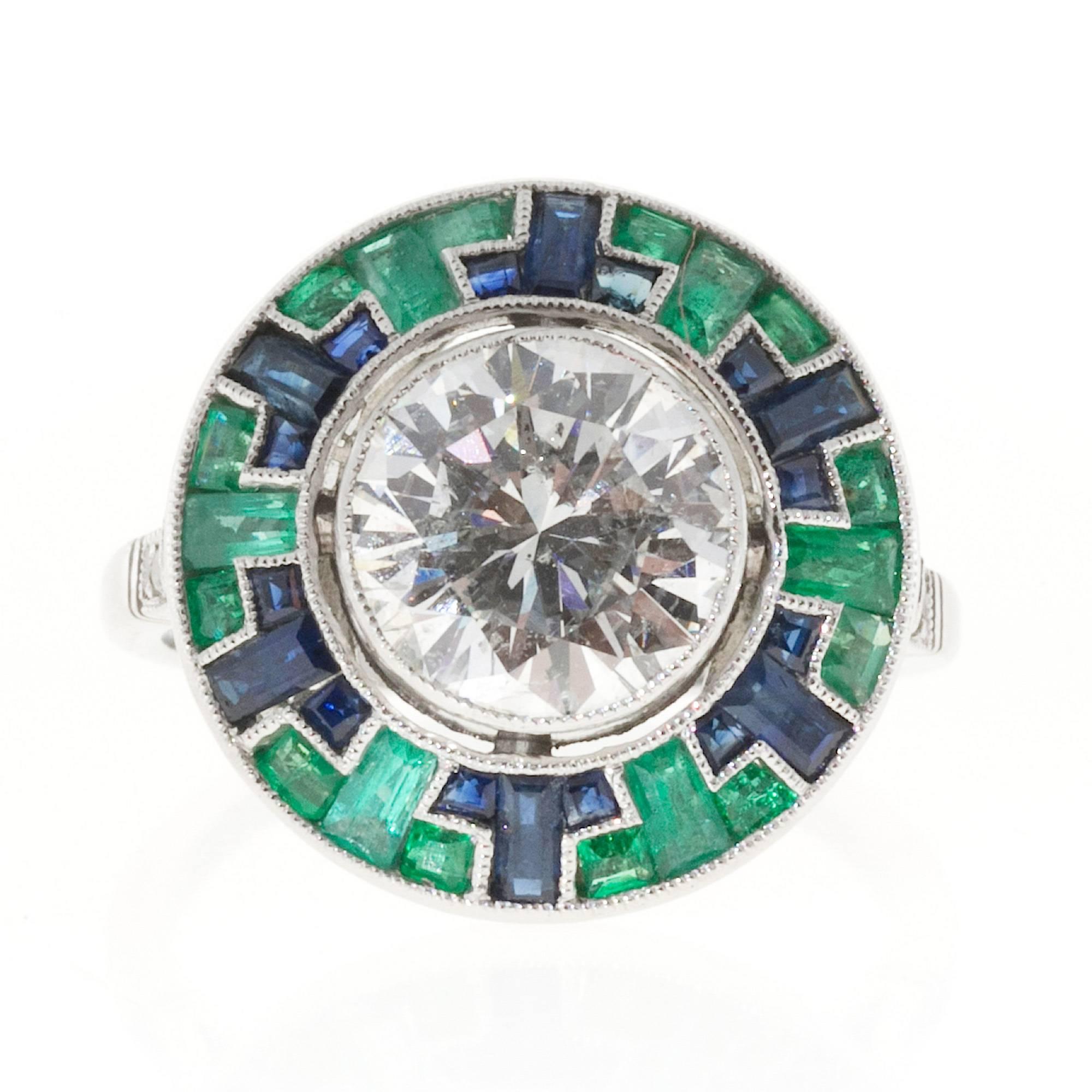 emerald sapphire and diamond ring