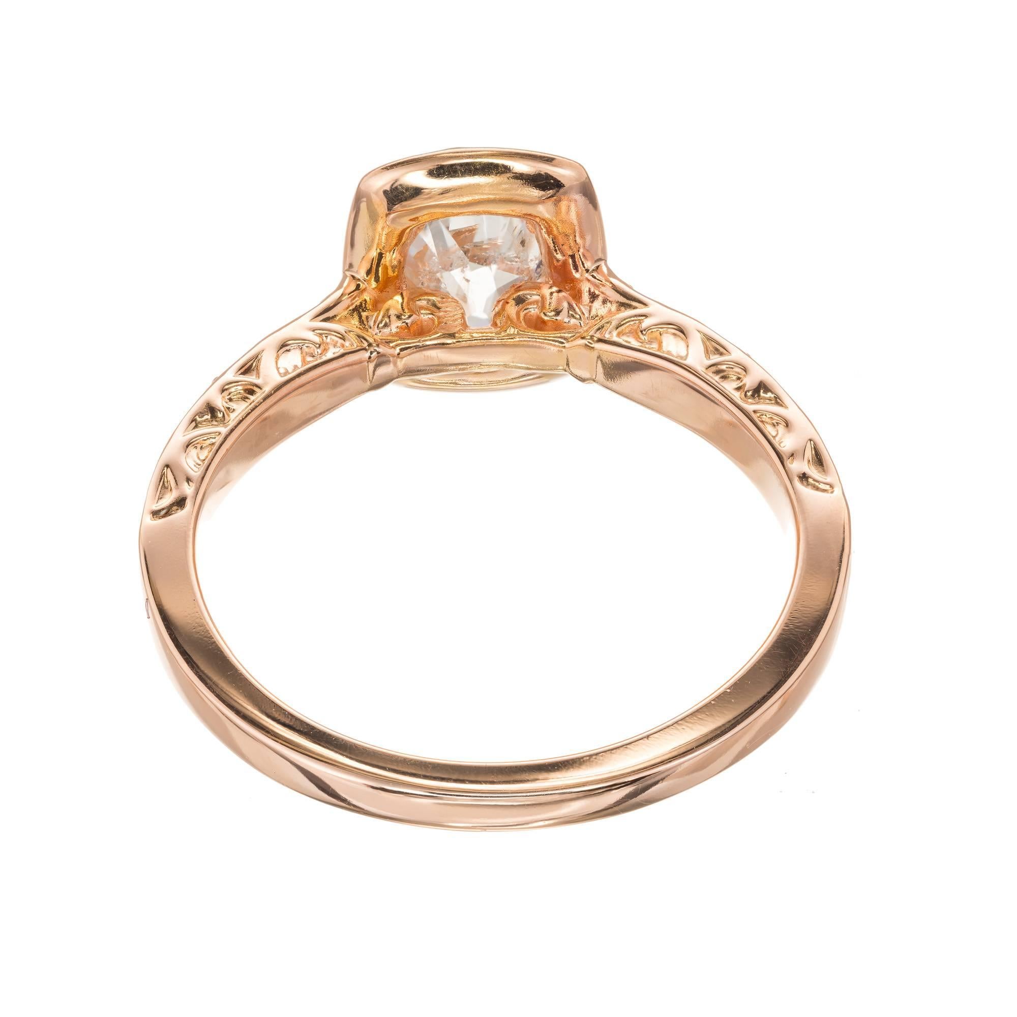 Peter Suchy .96 Carat Diamond Halo Rose Gold Engagement Ring For Sale 3