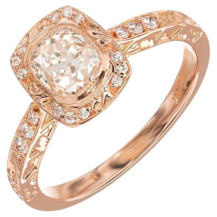 Peter Suchy EGL Certified .96 Carat Diamond Halo Rose Gold Engagement Ring