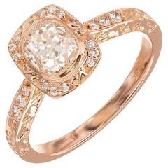 Peter Suchy EGL Certified .96 Carat Diamond Halo Rose Gold Engagement Ring