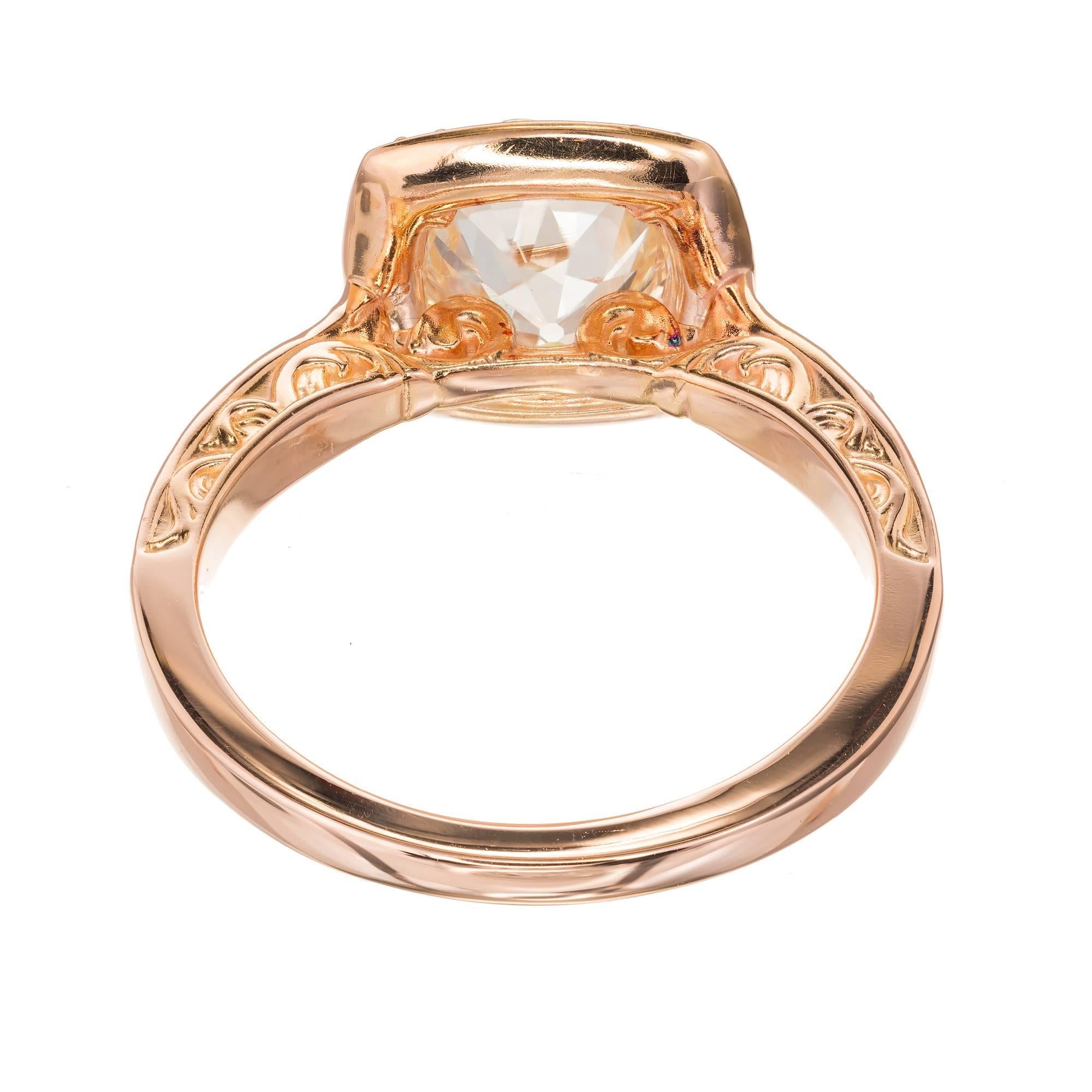 EGL Certified Peter Suchy 1.54 Carat Diamond Gold Halo Engagement Ring For Sale 3