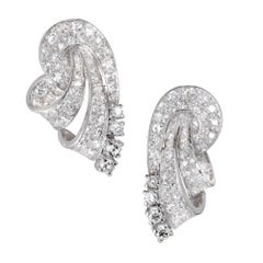 Diamond Ribbon Style Platinum Swirl Earrings