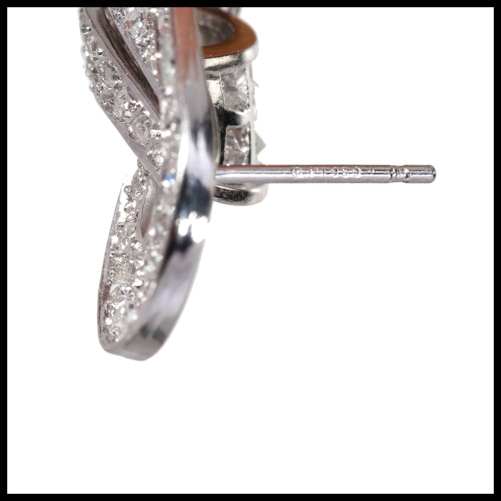Diamond Ribbon Style Platinum Swirl Earrings 2