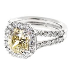 Peter Suchy 3.03 Carat Natural Yellow Diamond Halo Platinum Engagement Ring 11
