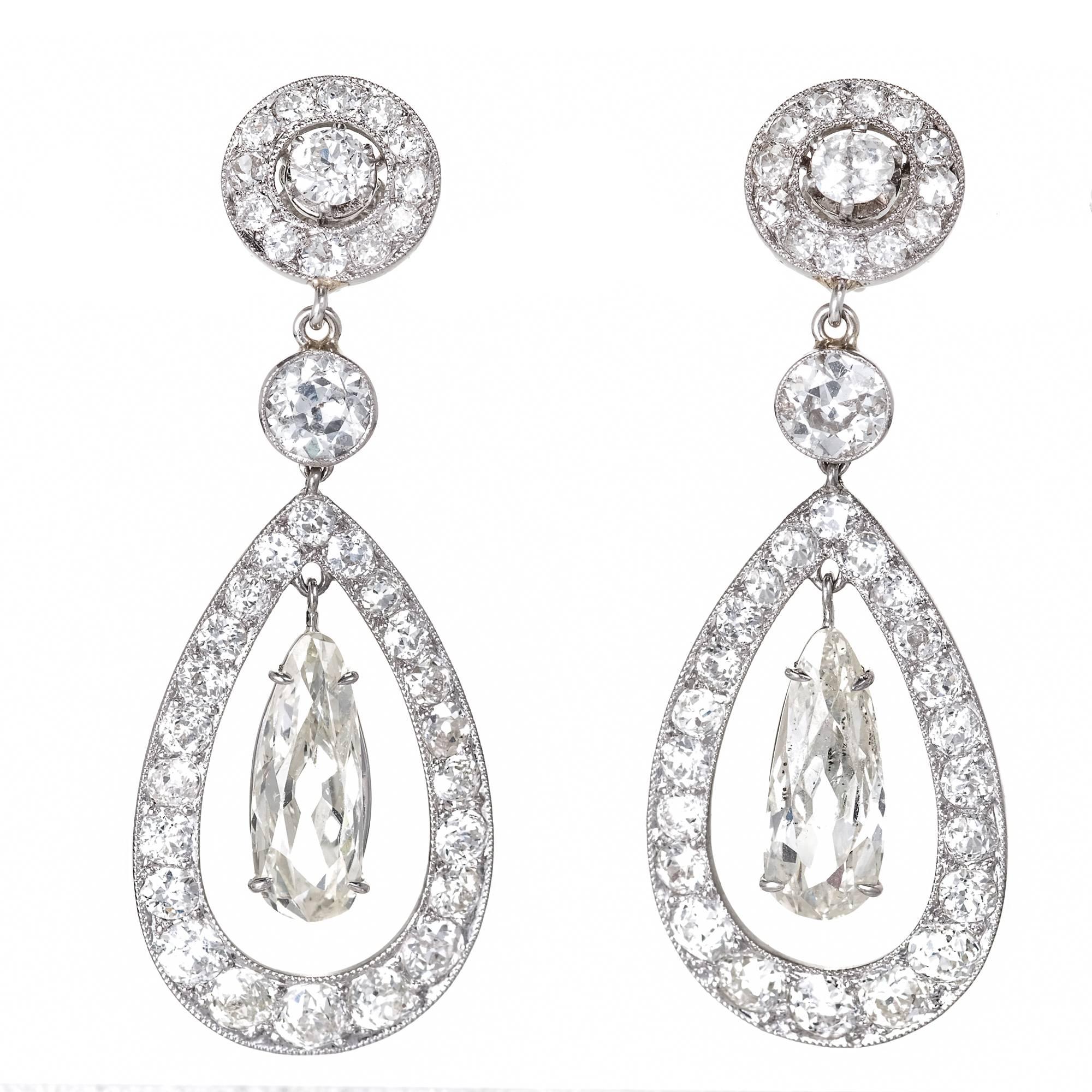 Boucles d'oreilles pendantes en platine avec diamants de 7,89 carats certifiés par le GIA, Cartier Paris