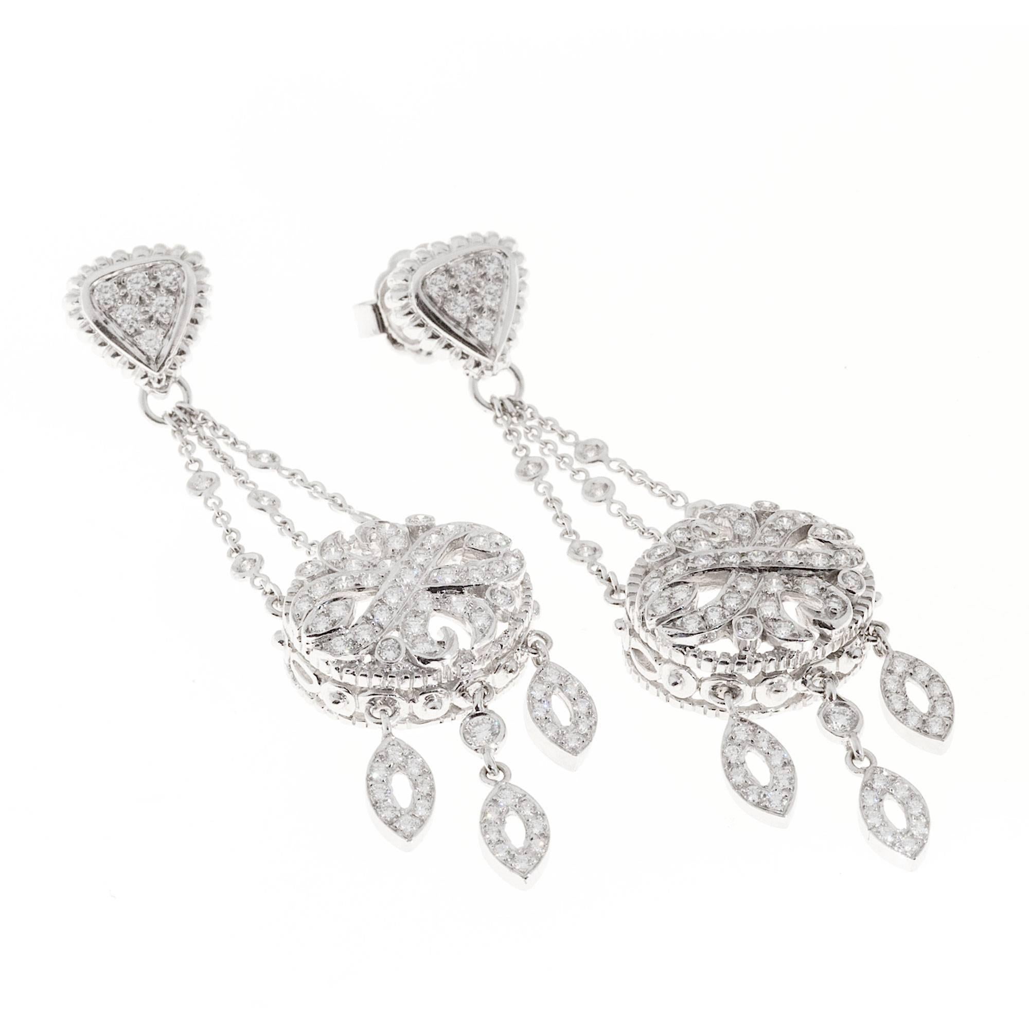 Women's Doris Panos Diamond Gold Chandelier Dangle Earrings