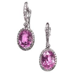 Mark Patterson Pink Sapphire Diamond Gold Halo Earrings 2