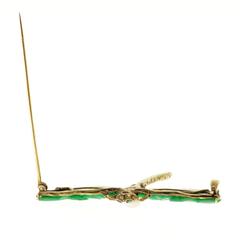 Natural Jadeite Jade Akoya Pearl Garnet Gold Dragonfly Pin