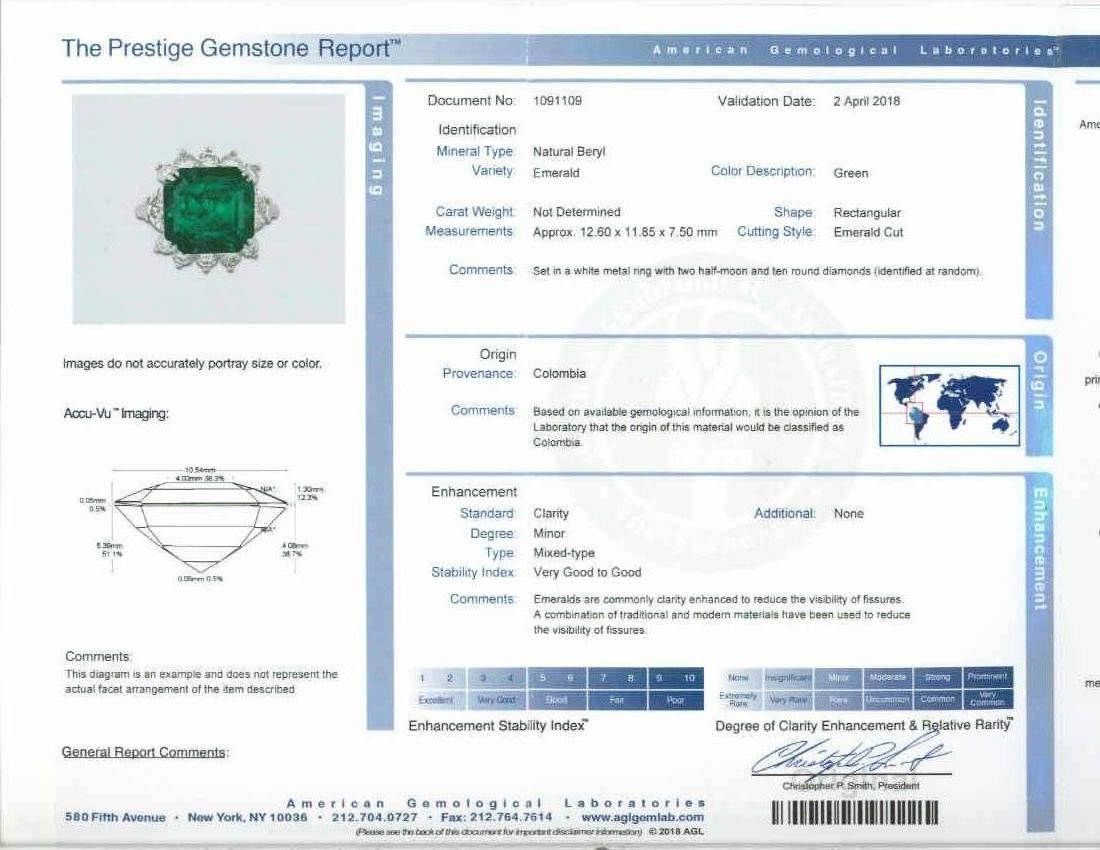 7.50 Carat Square Colombian Emerald Diamond Engagement Ring 3