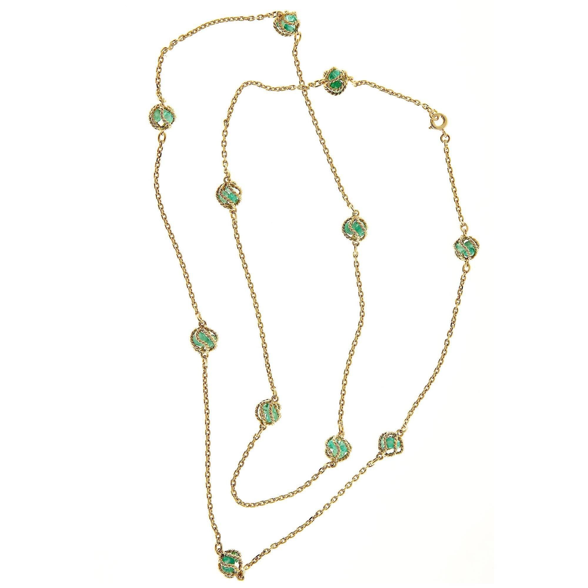 Mellerio Meller Emerald By The Yard Gold Chain Necklace