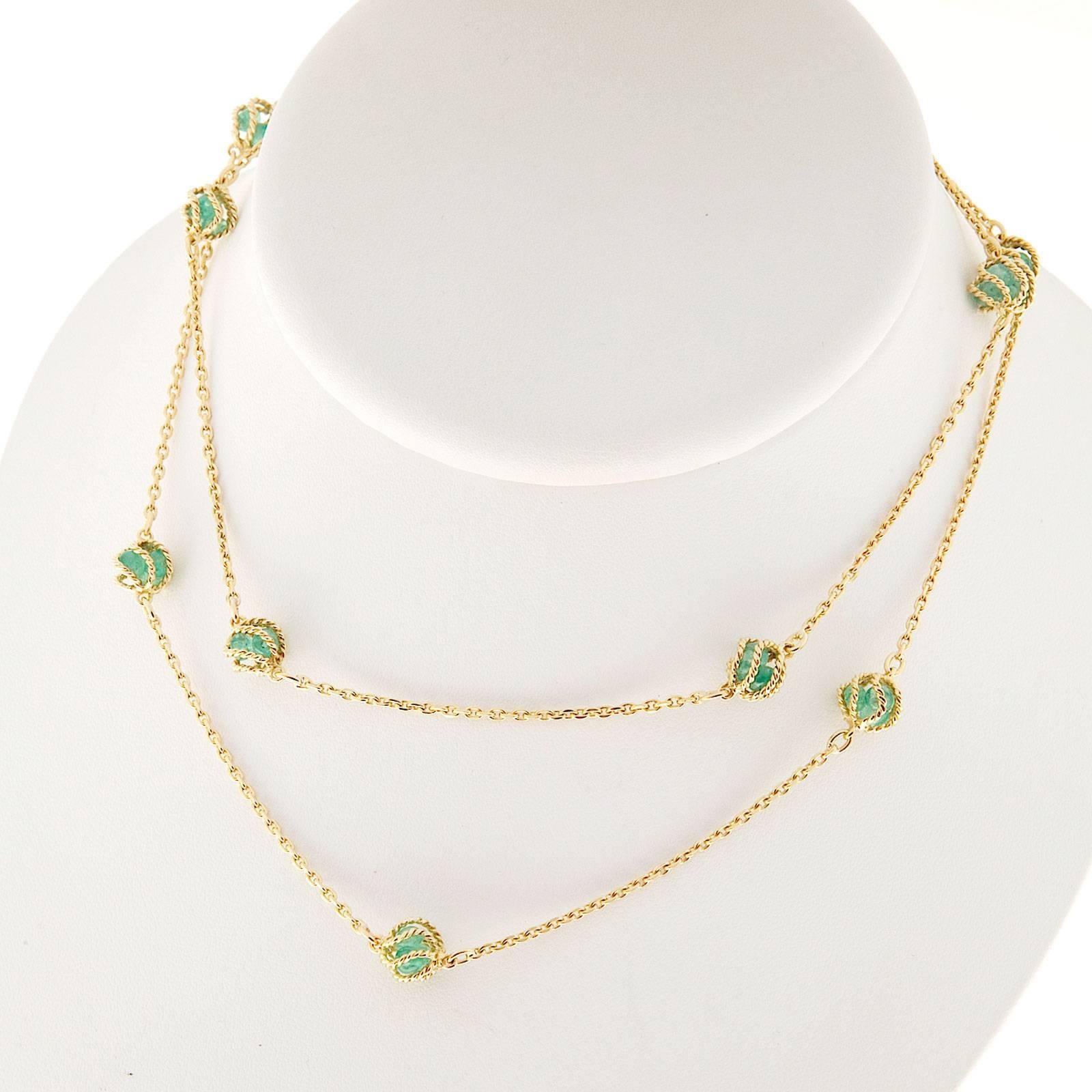 Women's Mellerio Meller Emerald By The Yard Gold Chain Necklace