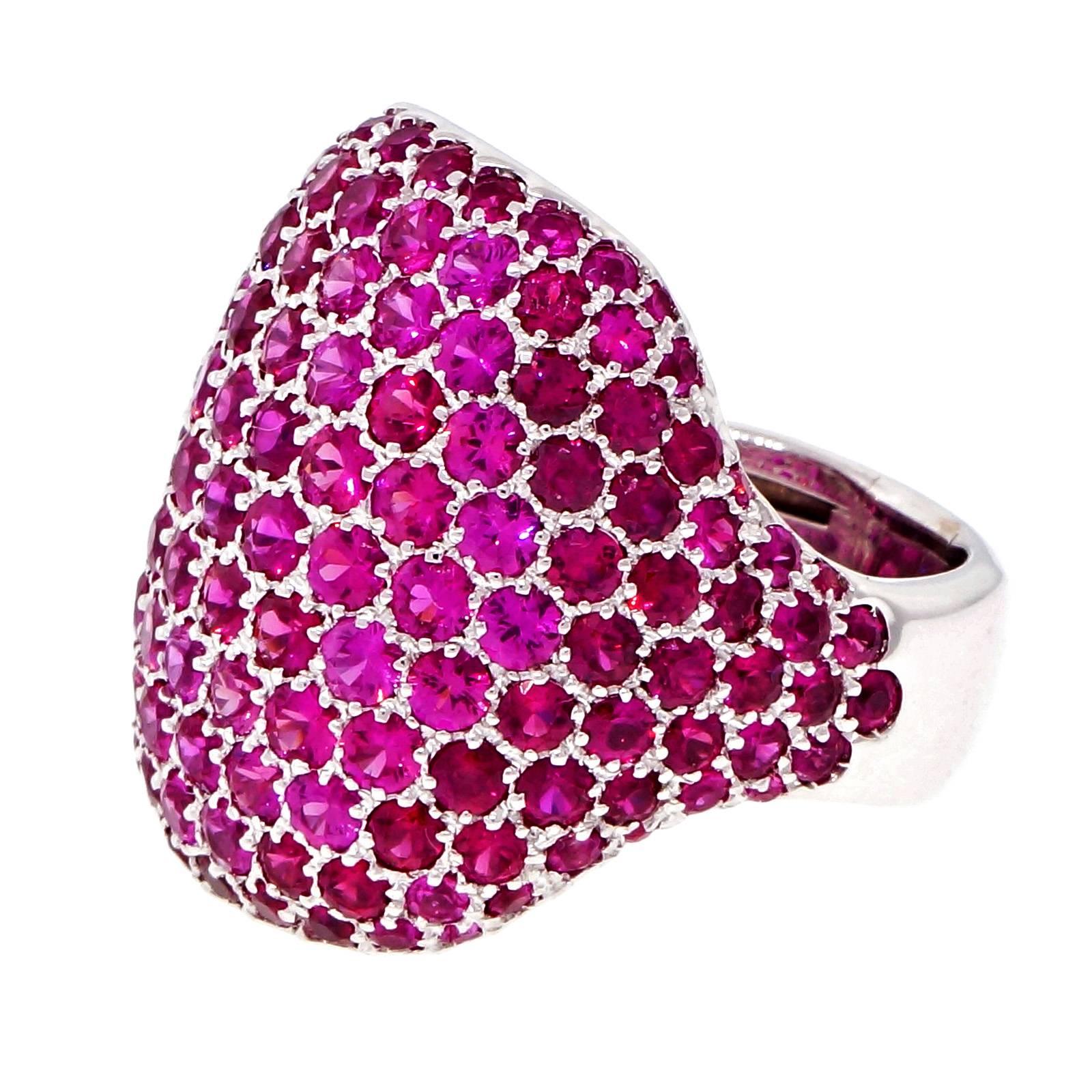 Pink Sapphire Gold Dome Ring 4