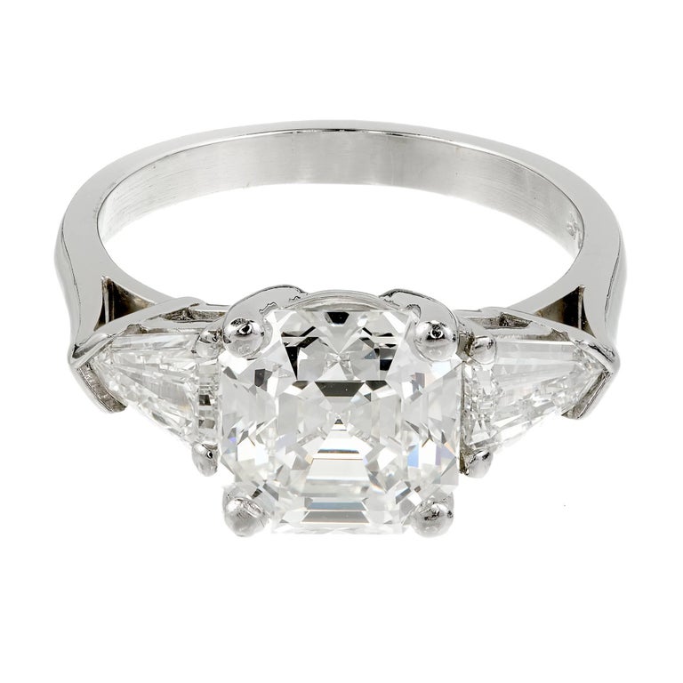 Peter Suchy Asscher Diamond Engagement Ring Platinum Bullet Cut Side