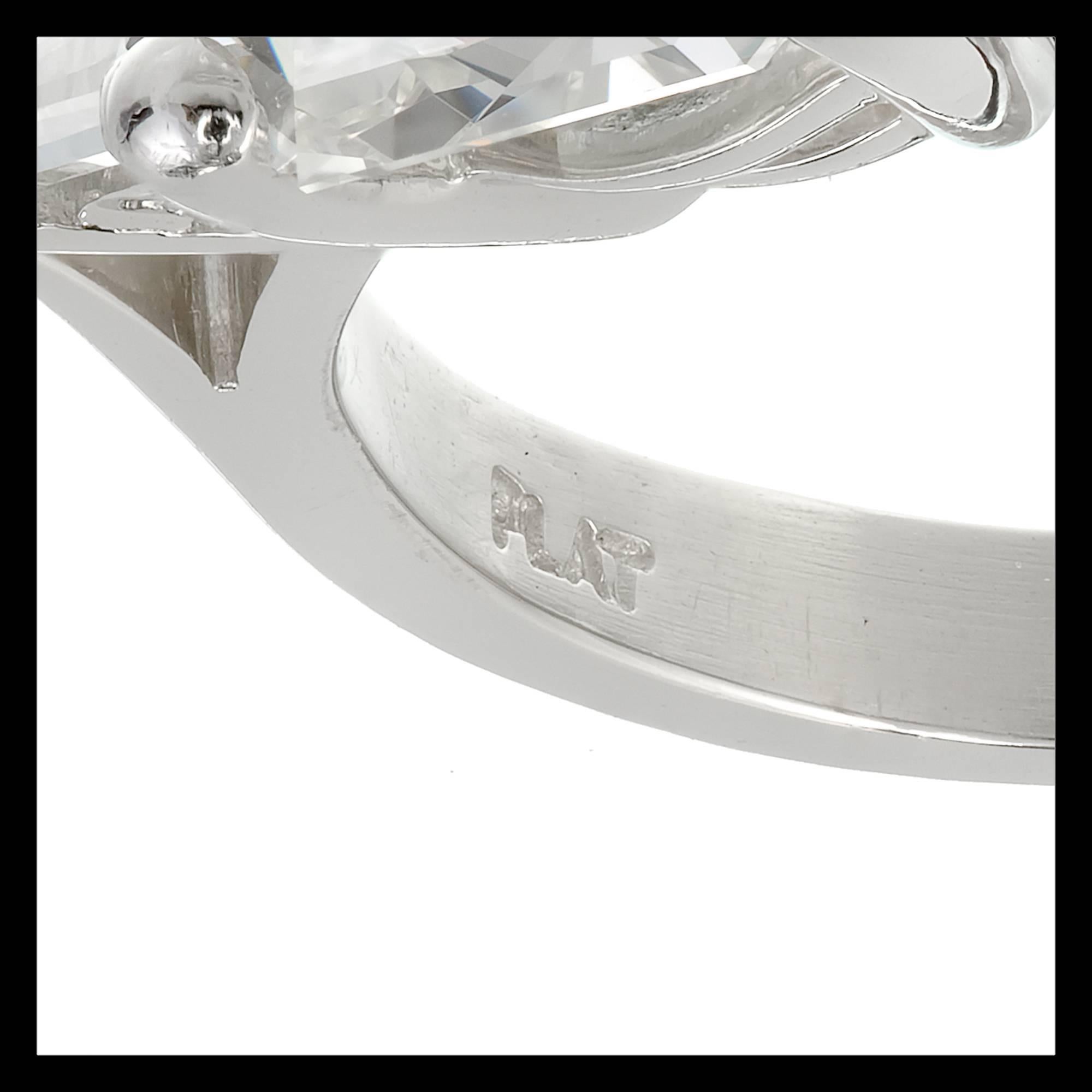 Women's Peter Suchy Asscher Diamond Engagement Ring Platinum Bullet Cut Side Diamond