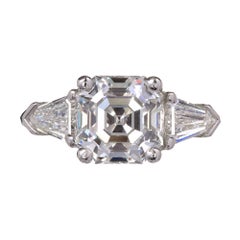 Antique Peter Suchy Asscher Diamond Engagement Ring Platinum Bullet Cut Side Diamond