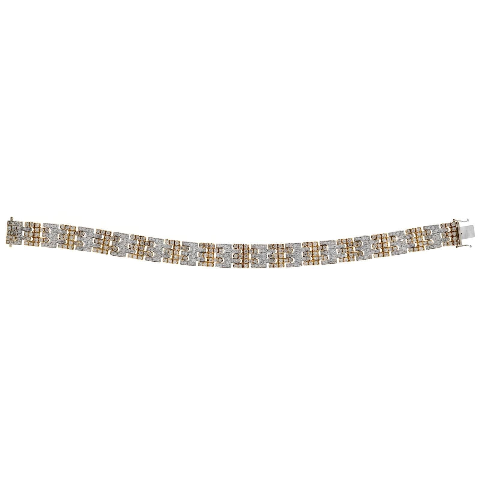Sonia B White And Yellow Gold Diamond Bracelet In Good Condition In Stamford, CT