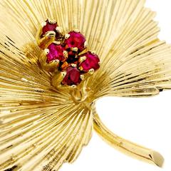 Tiffany & Co. Ruby Gold Leaf Pin