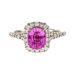 Peter Suchy Hot Pink Sapphire Diamond Halo Gold Engagement Ring 12