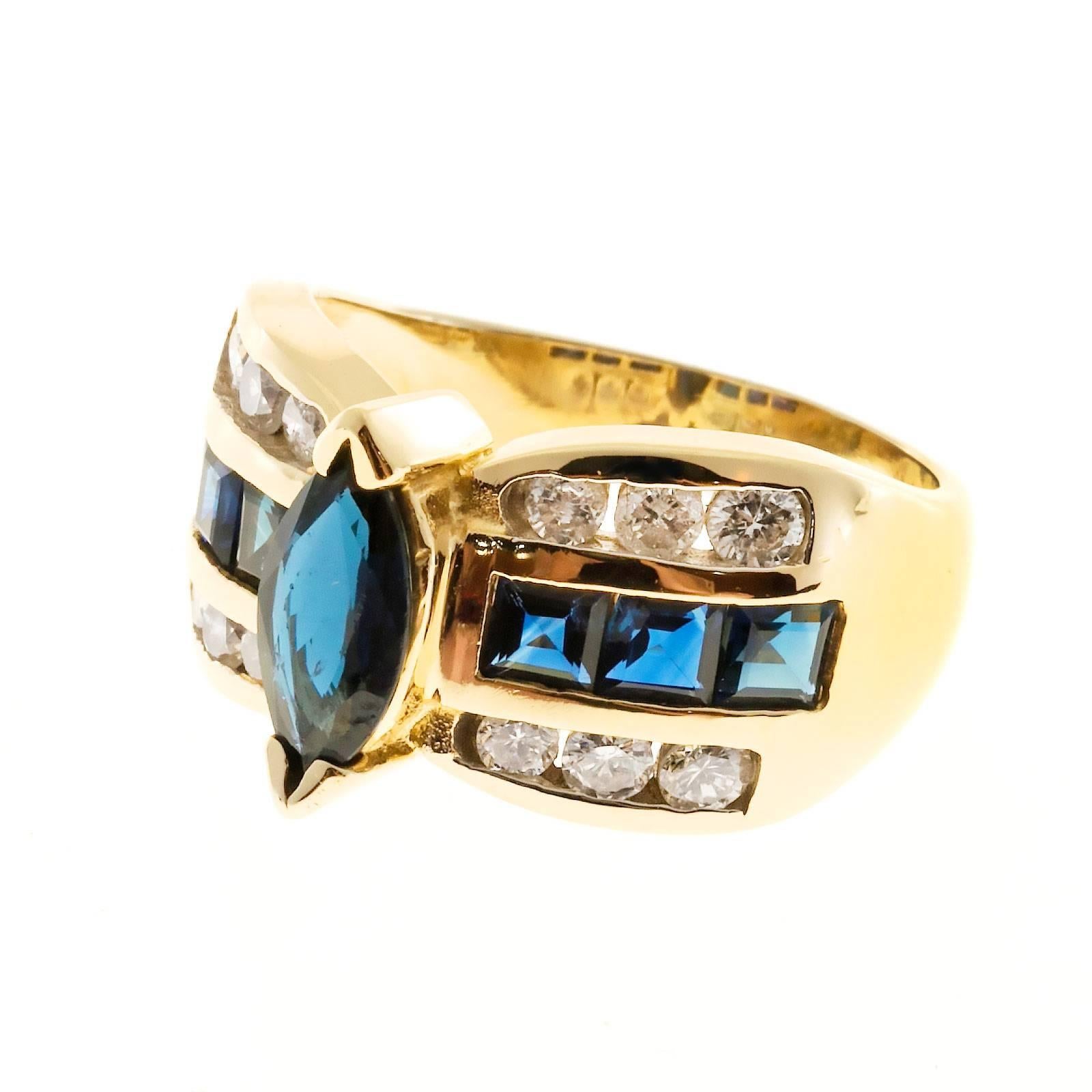 Women's Marquise Sapphire Diamond Gold Ring 