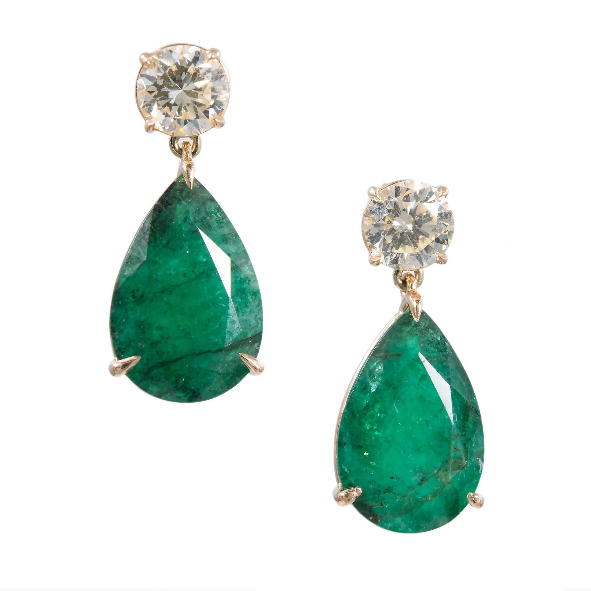 Pear Shaped Diamond Gold Dangle Earrings For Sale at 1stDibs | earring ...