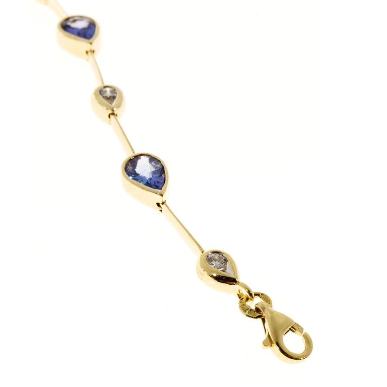 BO Pear Purple Tanzanite White Diamond Gold Bracelet For Sale at 1stdibs