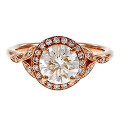Peter Suchy 1.37 Carat GIA Certified Diamond Halo Gold Engagement Ring 10