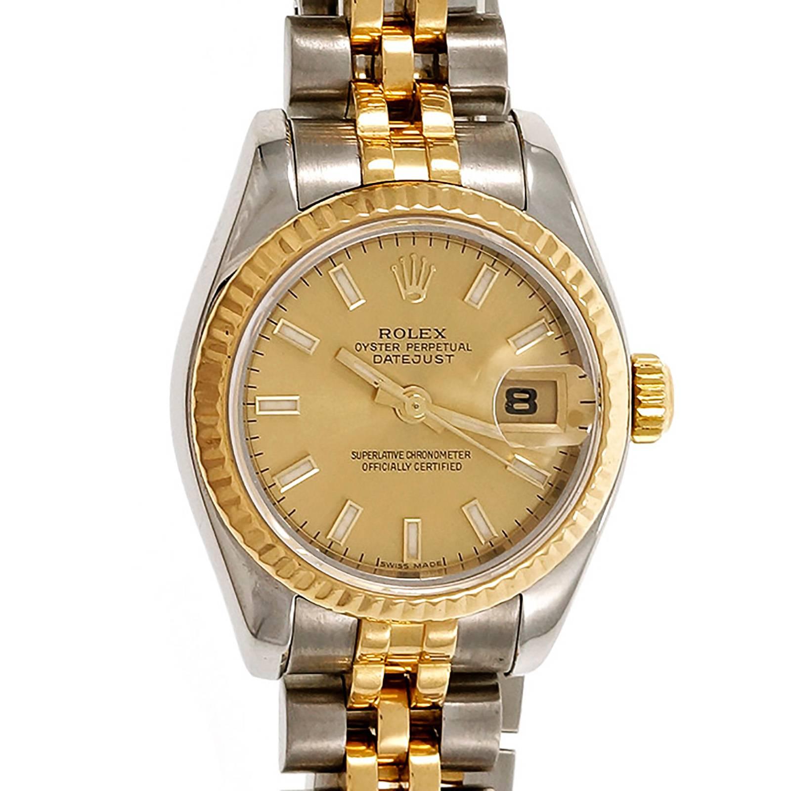 Rolex Ladies Gold Steel Datejust Wristwatch Ref 179173 