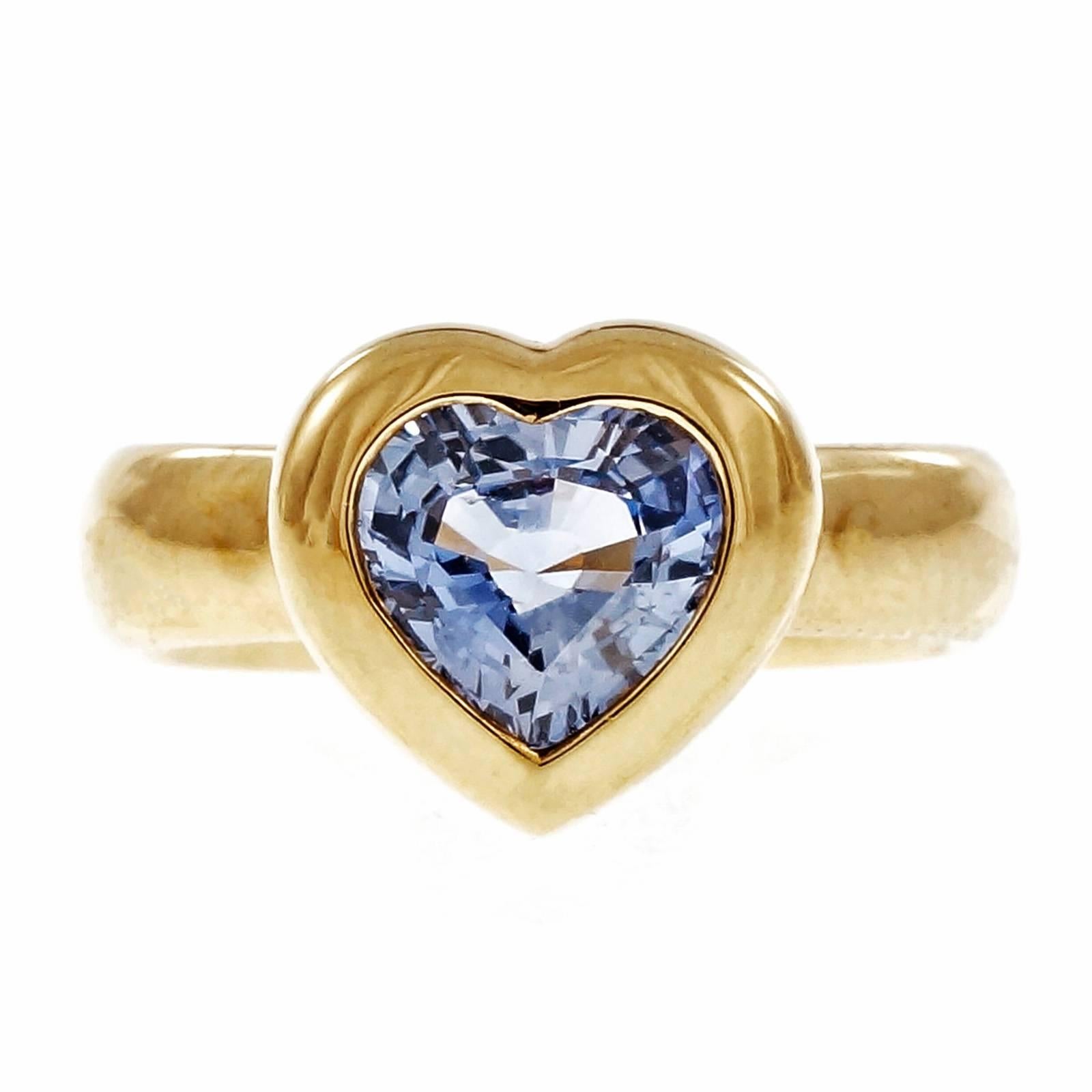 Tiffany & Co. Blue Sapphire Gold Heart Ring 