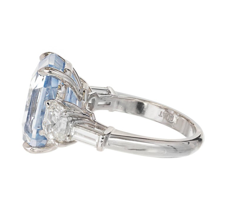 Peter Suchy 13.25 Carat Light Blue Sapphire Diamond Platinum Engagement ...