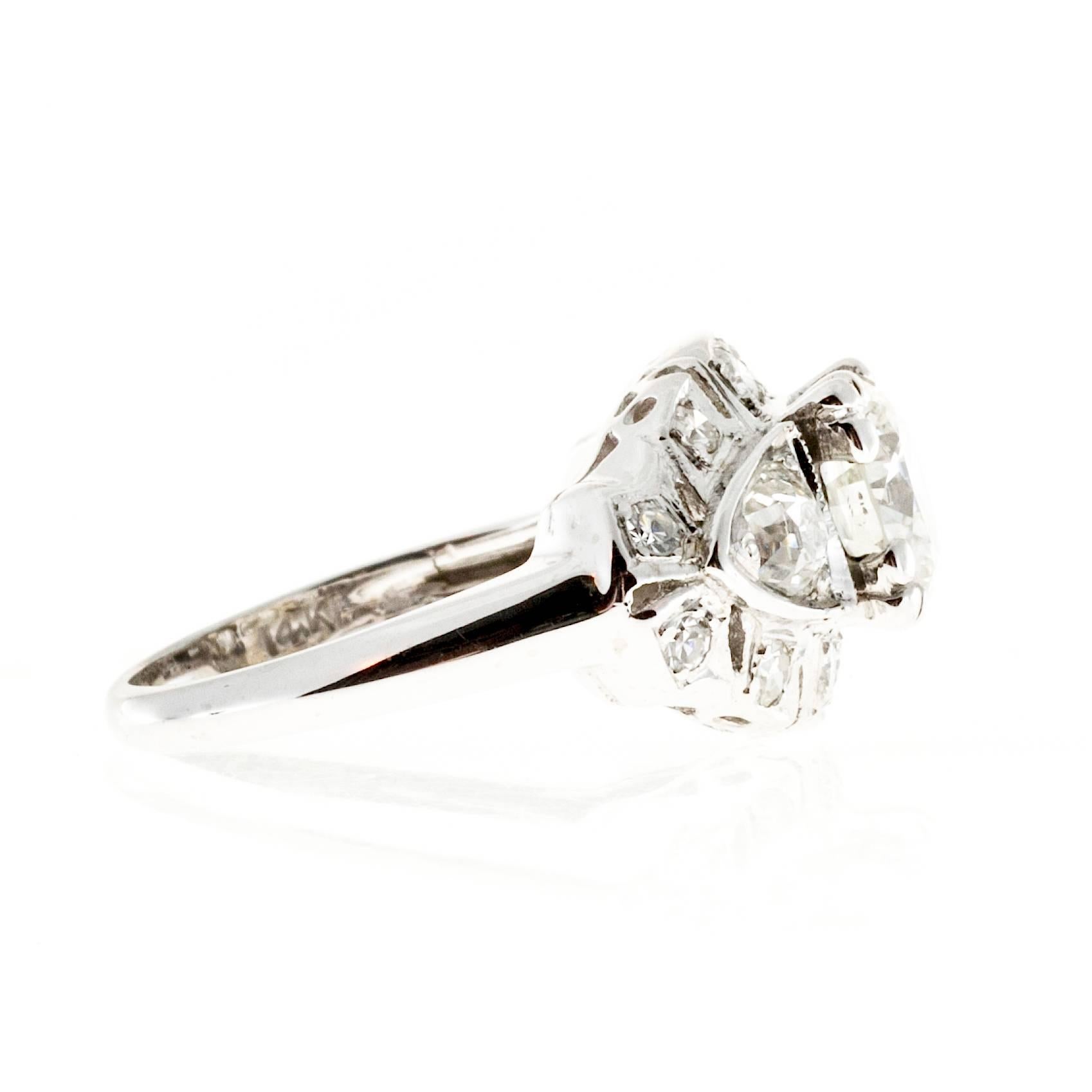 1.10 Carat Transitional Cut Diamond White Gold Engagement Ring 3