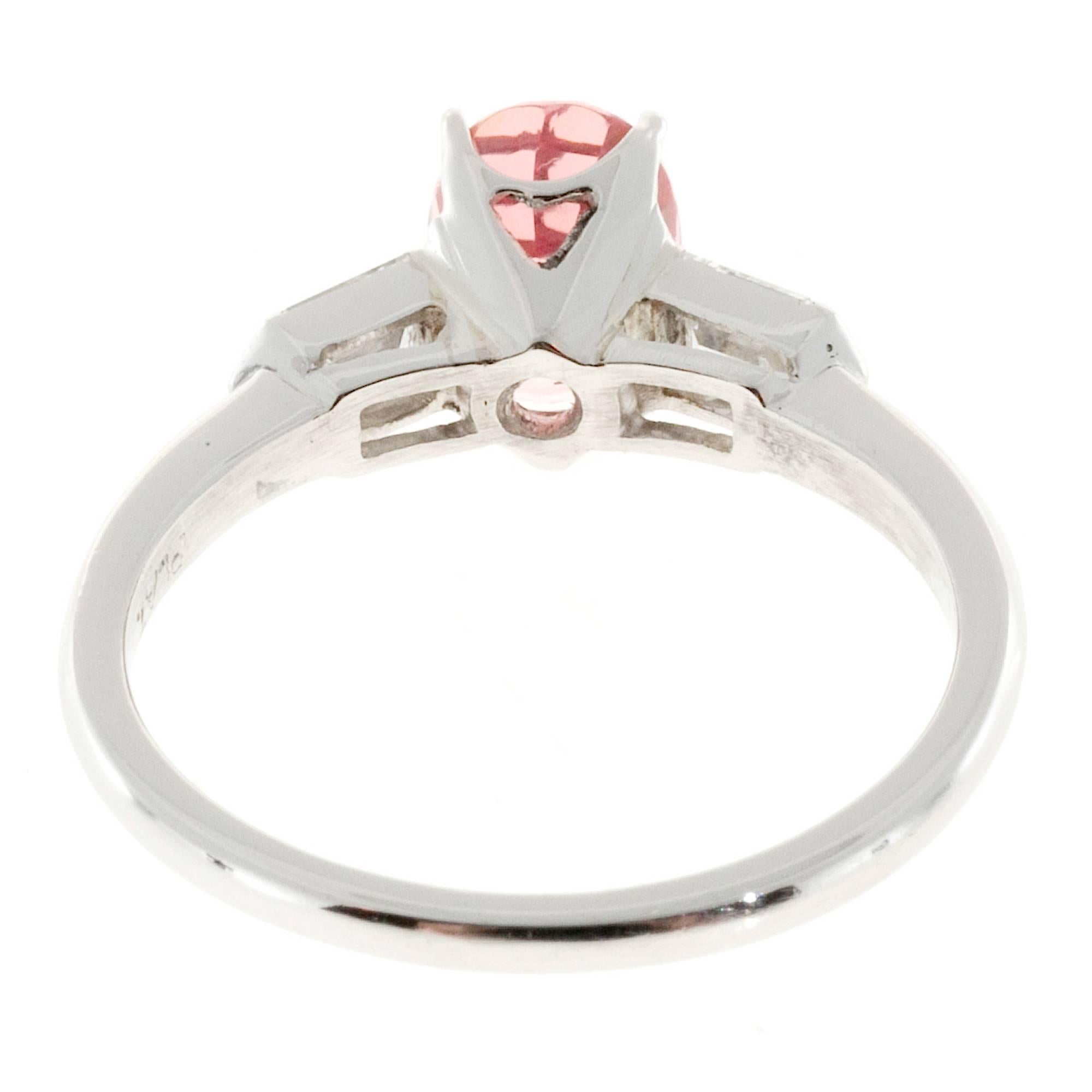 Women's Natural Pink Padparadscha Sapphire Diamond Platinum Ring