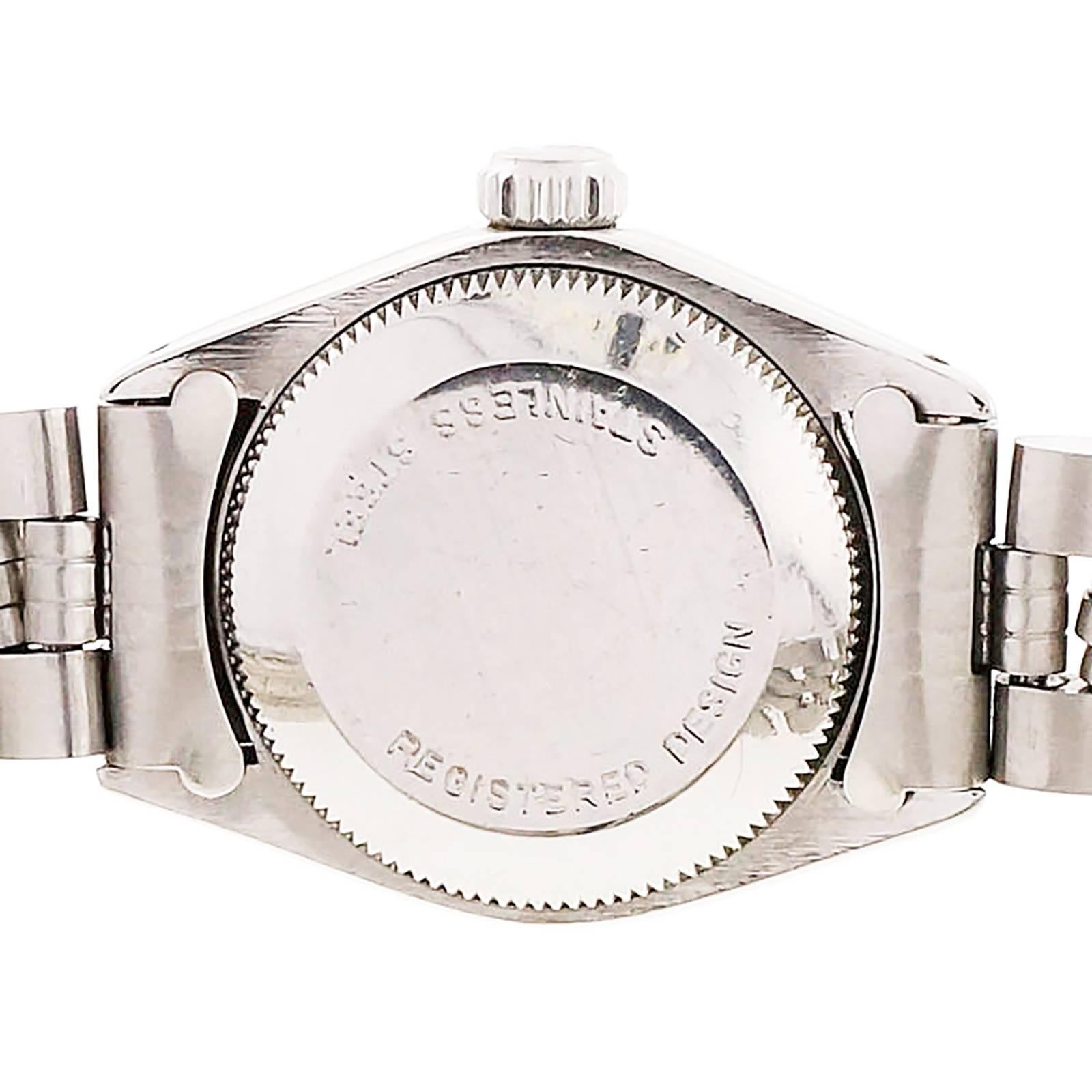Rolex Ladies Stainless Steel Oyster Perpetual Custom Dial Wristwatch Model 6718 3