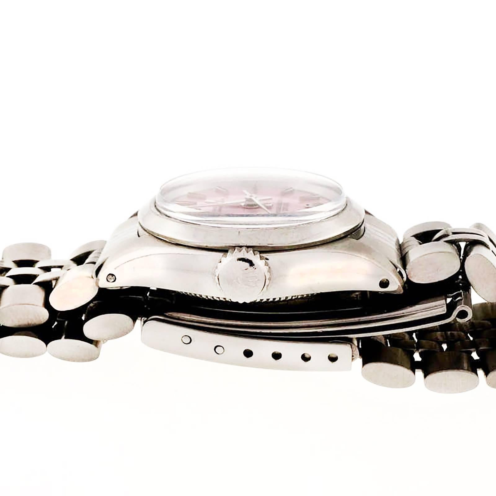 Rolex Ladies Stainless Steel Oyster Perpetual Custom Dial Wristwatch Model 6718 2