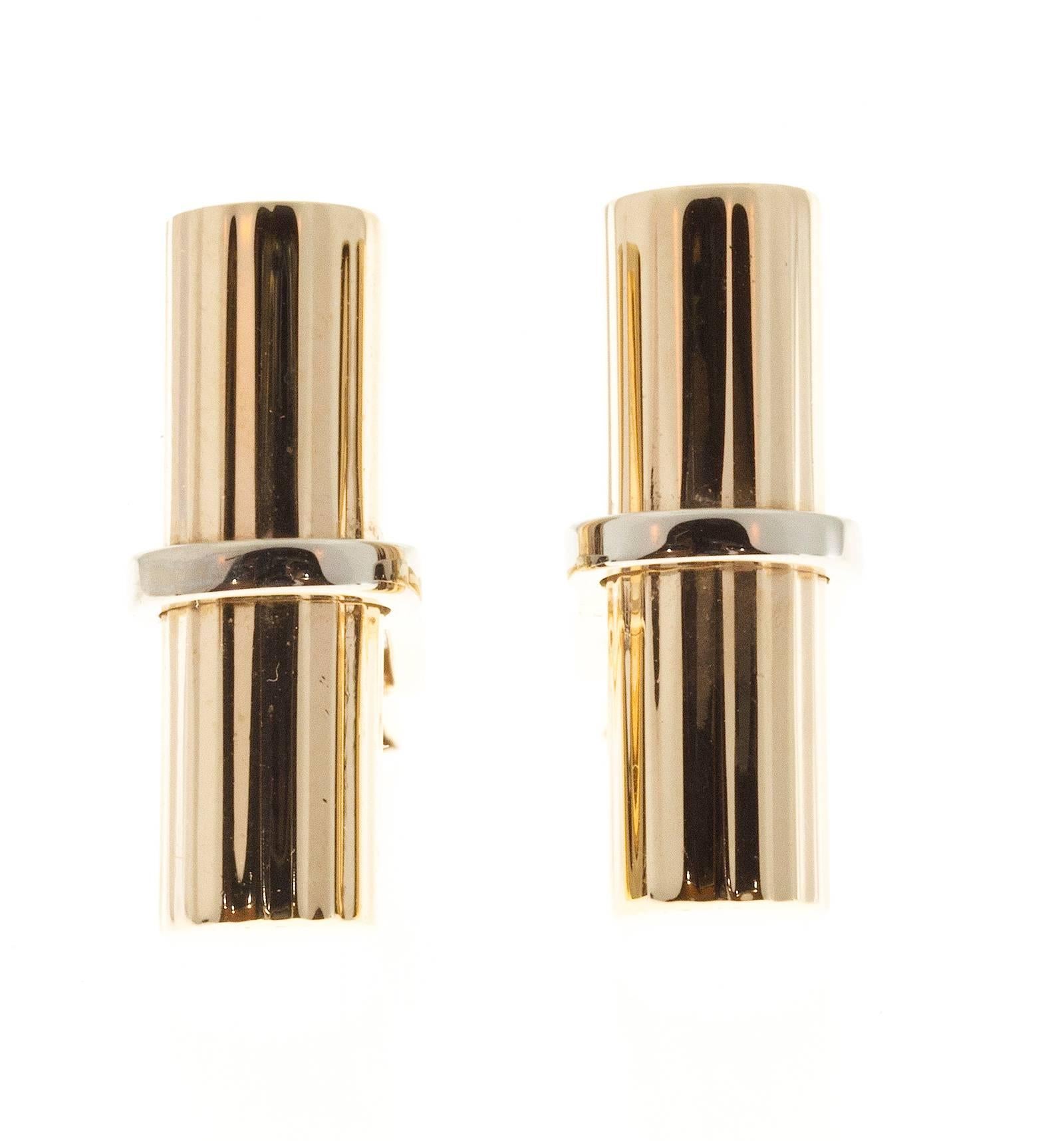 Larter & Sons Ribbed Bar Gold Cufflinks 4