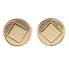 Gold Textured Smooth Round Clip Back Cufflinks