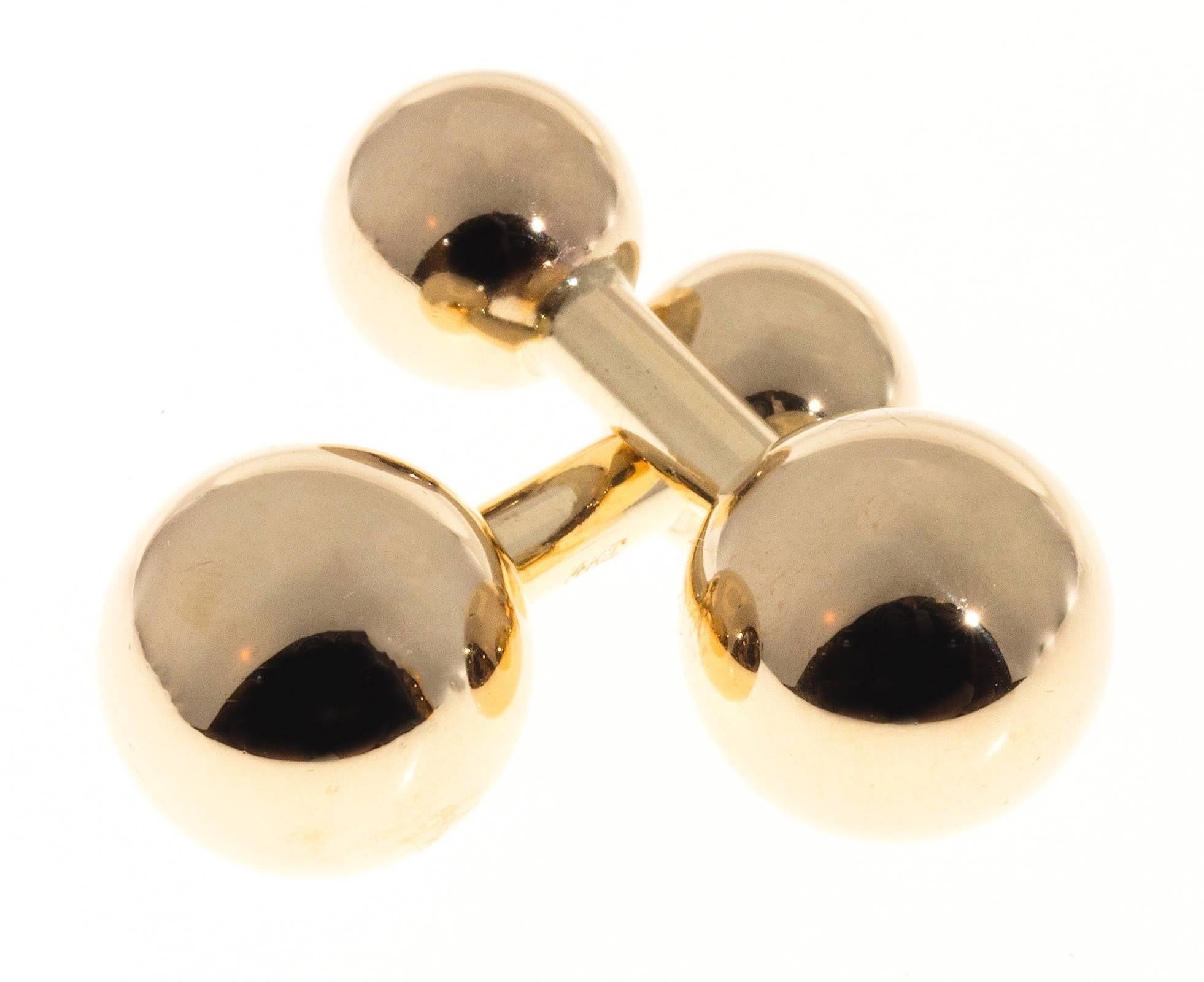 Men's 1950s Gold Barbell Cufflinks For Sale