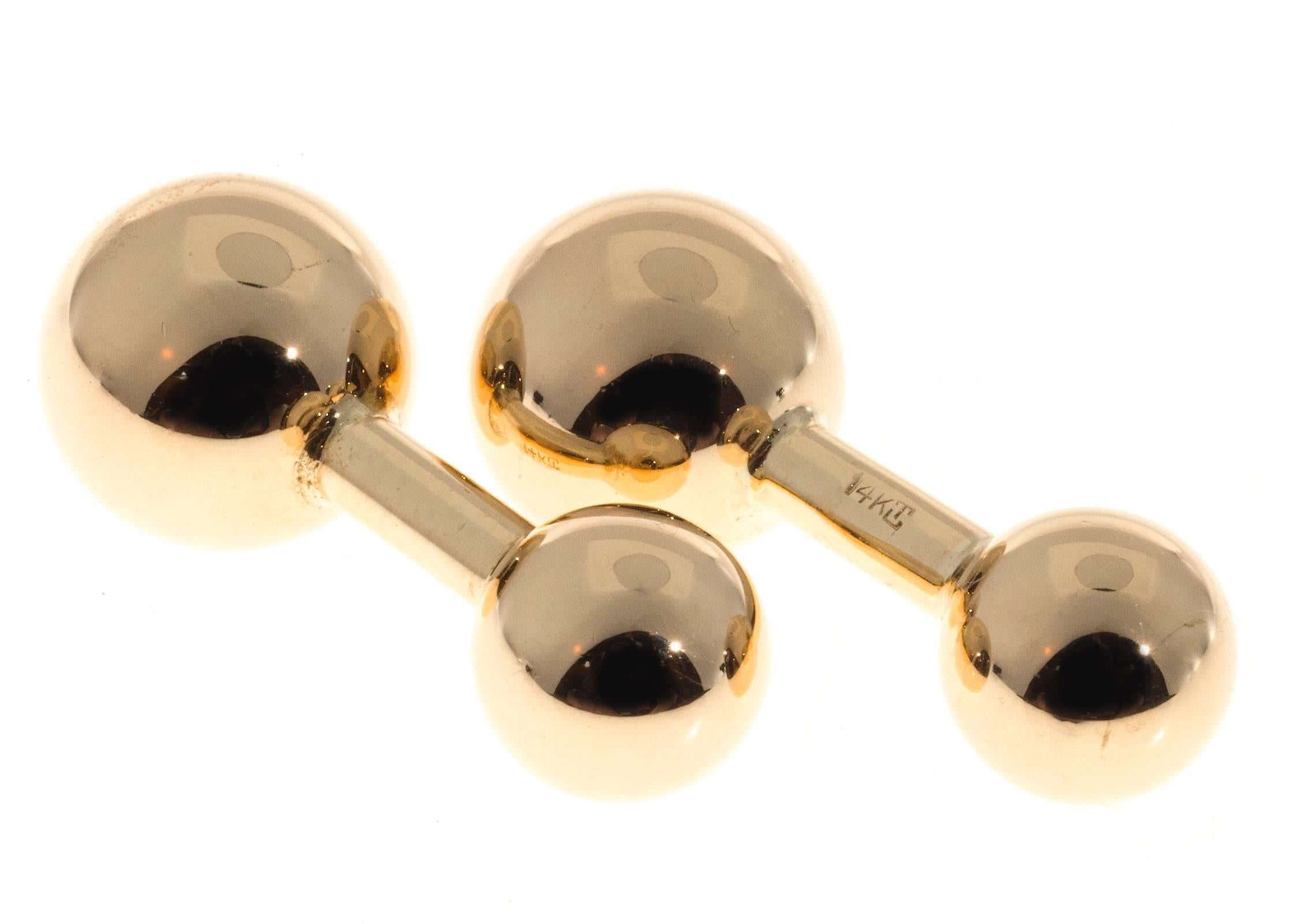 1950s Gold Barbell Cufflinks For Sale 1