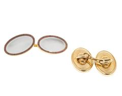 Larter & Sons Mother of Pearl Art Deco Gold Cufflinks