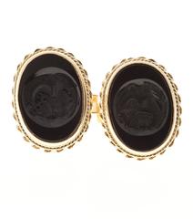 Oval Carnelian Gold Roman Soldier Profile Cufflinks