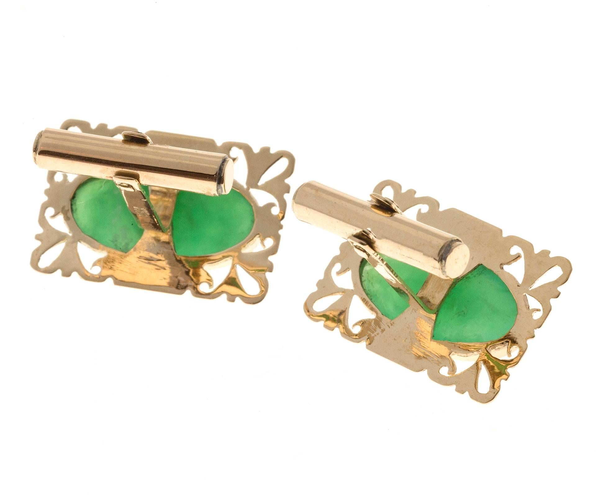 Chrysophase Gold Cufflinks 1